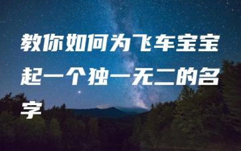 教你如何为飞车宝宝起一个独一无二的名字