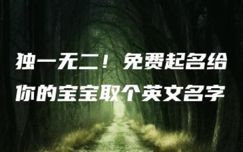 独一无二！免费起名给你的宝宝取个英文名字