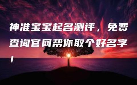 神准宝宝起名测评，免费查询官网帮你取个好名字！