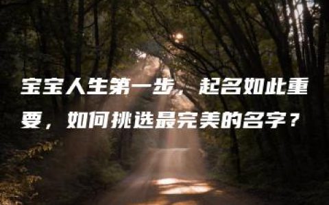 宝宝人生第一步，起名如此重要，如何挑选最完美的名字？