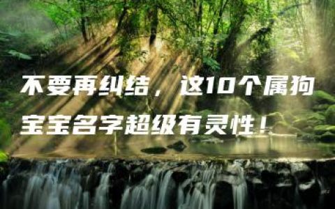 不要再纠结，这10个属狗宝宝名字超级有灵性！