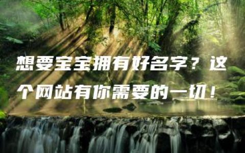 想要宝宝拥有好名字？这个网站有你需要的一切！