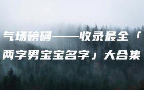 气场磅礴——收录最全「两字男宝宝名字」大合集