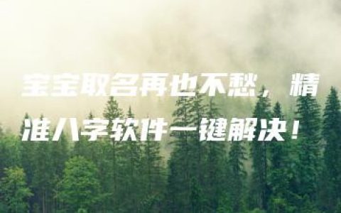 宝宝取名再也不愁，精准八字软件一键解决！