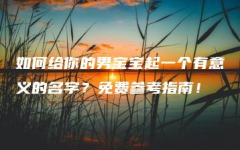 如何给你的男宝宝起一个有意义的名字？免费参考指南！