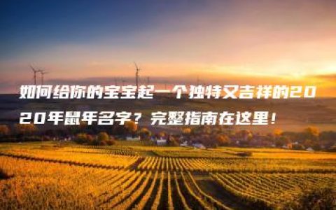 如何给你的宝宝起一个独特又吉祥的2020年鼠年名字？完整指南在这里！