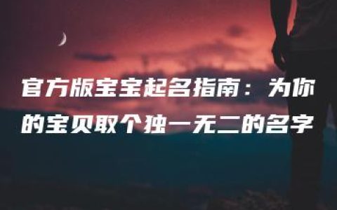 官方版宝宝起名指南：为你的宝贝取个独一无二的名字