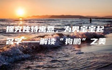 探究独特寓意，为男宝宝起名字——解读“狗鹏”之美