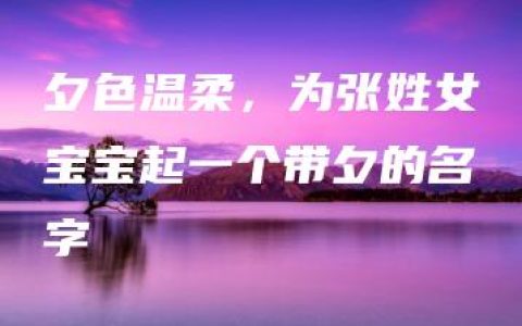 夕色温柔，为张姓女宝宝起一个带夕的名字