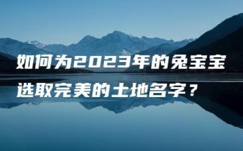 如何为2023年的兔宝宝选取完美的土地名字？