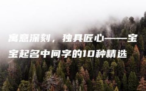 寓意深刻，独具匠心——宝宝起名中间字的10种精选