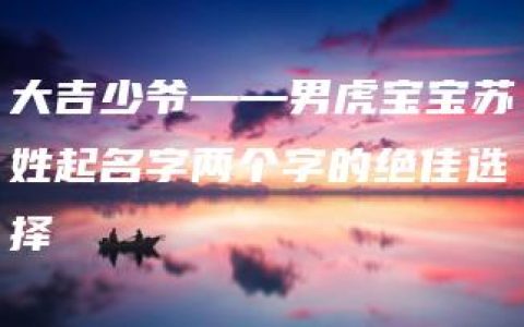 大吉少爷——男虎宝宝苏姓起名字两个字的绝佳选择