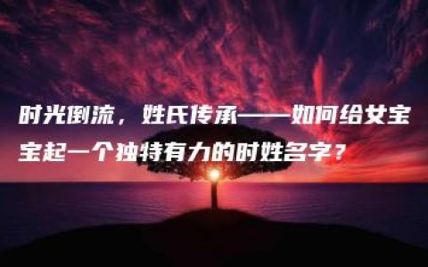 时光倒流，姓氏传承——如何给女宝宝起一个独特有力的时姓名字？