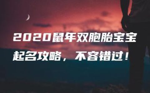 2020鼠年双胞胎宝宝起名攻略，不容错过！