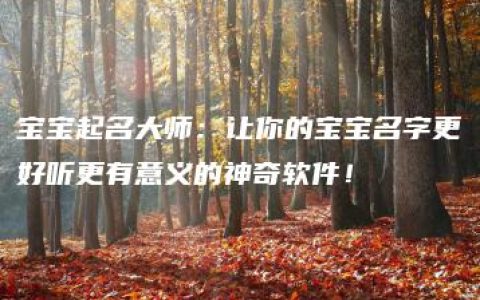 宝宝起名大师：让你的宝宝名字更好听更有意义的神奇软件！