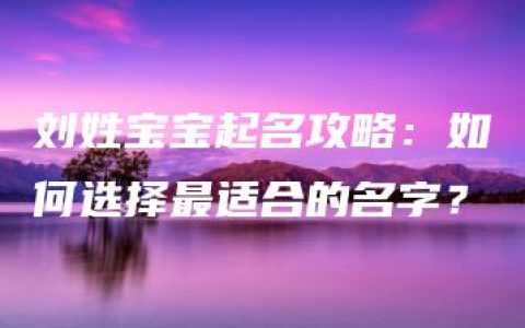 刘姓宝宝起名攻略：如何选择最适合的名字？