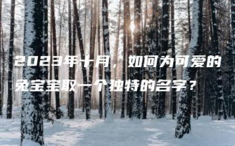 2023年十月，如何为可爱的兔宝宝取一个独特的名字？