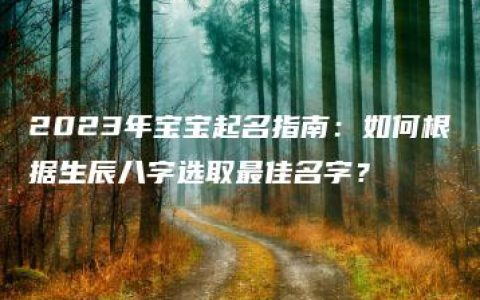 2023年宝宝起名指南：如何根据生辰八字选取最佳名字？