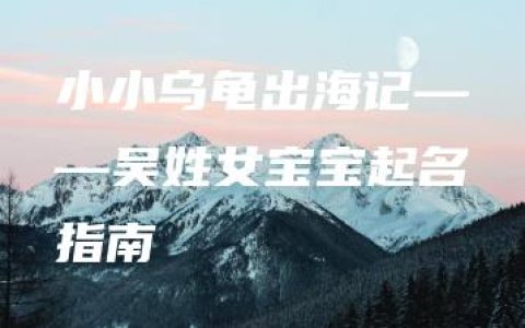 小小乌龟出海记——吴姓女宝宝起名指南