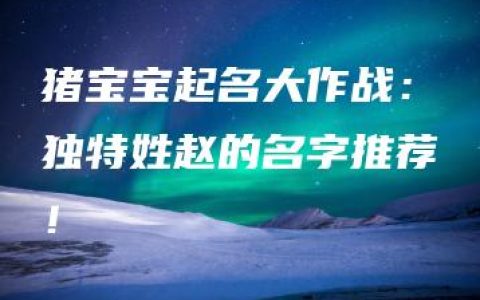 猪宝宝起名大作战：独特姓赵的名字推荐！