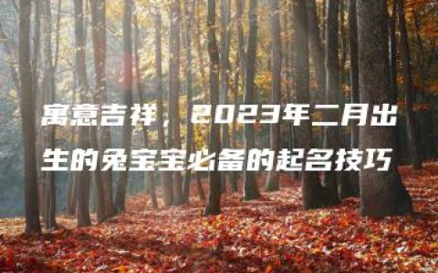 寓意吉祥，2023年二月出生的兔宝宝必备的起名技巧