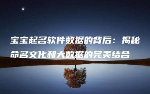 宝宝起名软件数据的背后：揭秘命名文化和大数据的完美结合