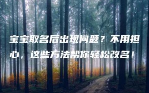 宝宝取名后出现问题？不用担心，这些方法帮你轻松改名！