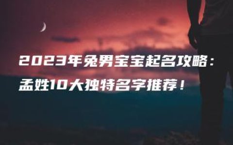 2023年兔男宝宝起名攻略：孟姓10大独特名字推荐！