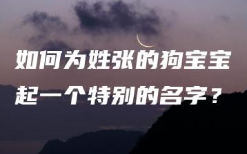 如何为姓张的狗宝宝起一个特别的名字？