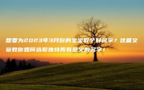 想要为2023年3月份的宝宝取个好名字？这篇文章教你如何选取独特而有意义的名字！