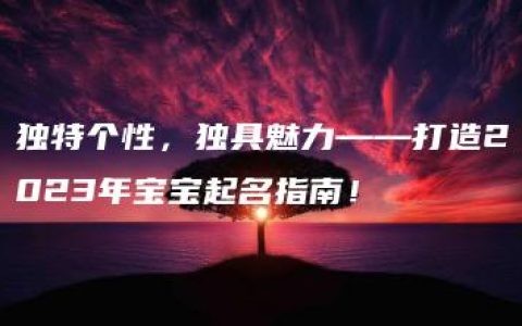 独特个性，独具魅力——打造2023年宝宝起名指南！