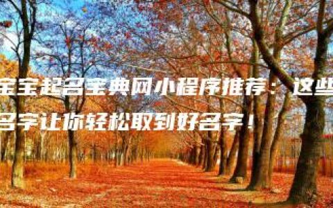 宝宝起名宝典网小程序推荐：这些名字让你轻松取到好名字！