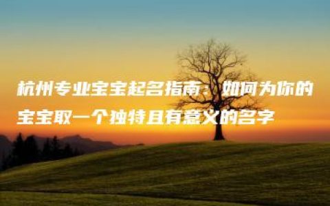 杭州专业宝宝起名指南：如何为你的宝宝取一个独特且有意义的名字