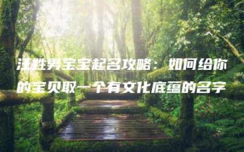 汪姓男宝宝起名攻略：如何给你的宝贝取一个有文化底蕴的名字