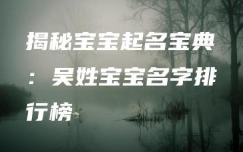 揭秘宝宝起名宝典：吴姓宝宝名字排行榜