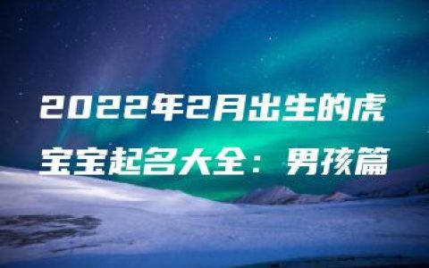 2022年2月出生的虎宝宝起名大全：男孩篇