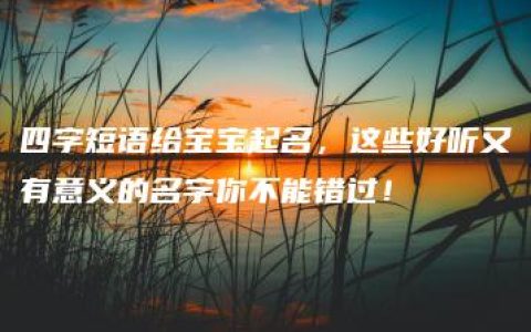 四字短语给宝宝起名，这些好听又有意义的名字你不能错过！