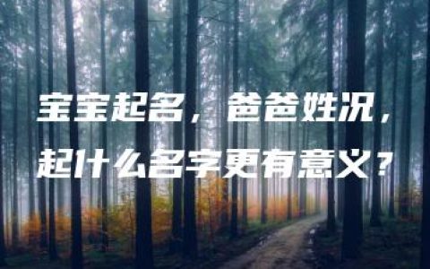 宝宝起名，爸爸姓况，起什么名字更有意义？