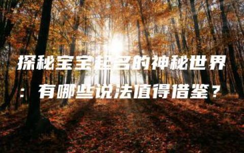 探秘宝宝起名的神秘世界：有哪些说法值得借鉴？