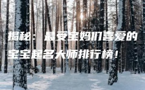 揭秘：最受宝妈们喜爱的宝宝起名大师排行榜！