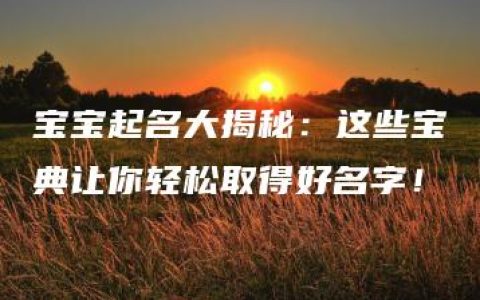 宝宝起名大揭秘：这些宝典让你轻松取得好名字！