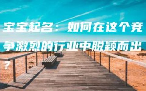 宝宝起名：如何在这个竞争激烈的行业中脱颖而出？