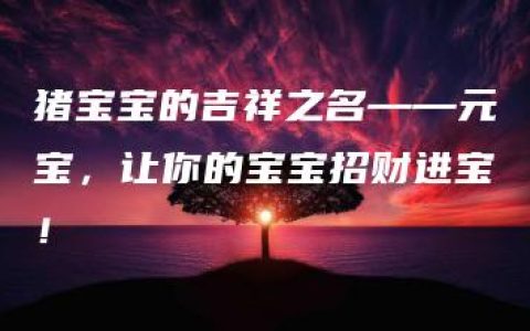 猪宝宝的吉祥之名——元宝，让你的宝宝招财进宝！