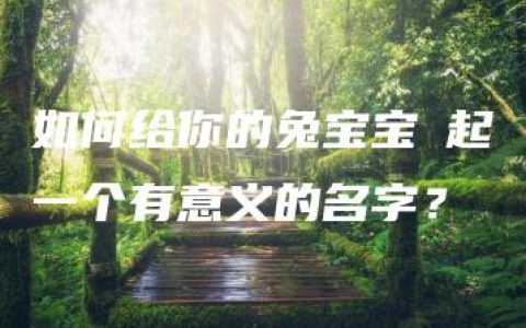 如何给你的兔宝宝瑄起一个有意义的名字？