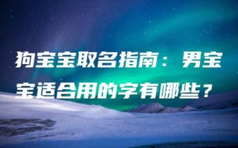 狗宝宝取名指南：男宝宝适合用的字有哪些？