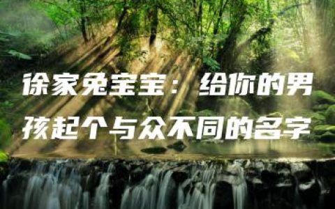 徐家兔宝宝：给你的男孩起个与众不同的名字