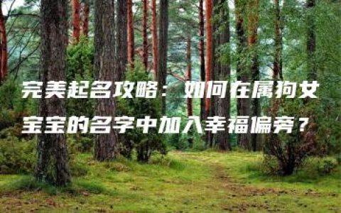 完美起名攻略：如何在属狗女宝宝的名字中加入幸福偏旁？