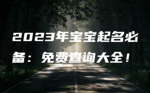 2023年宝宝起名必备：免费查询大全！