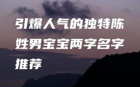 引爆人气的独特陈姓男宝宝两字名字推荐