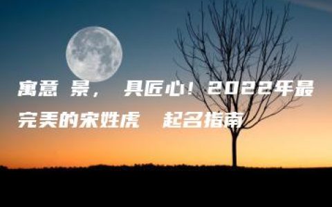 寓意願景，獨具匠心！2022年最完美的宋姓虎寶寶起名指南